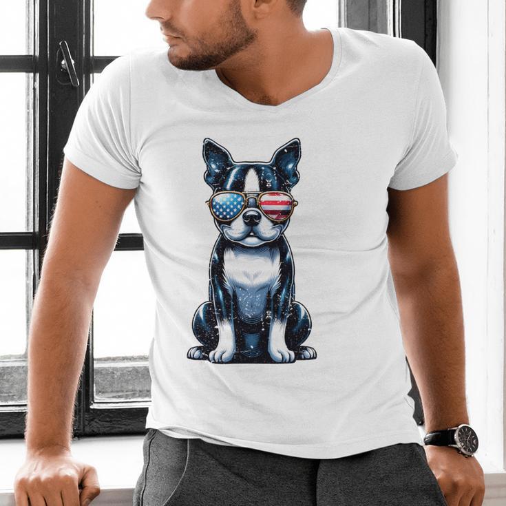 USA Flag Boston Terrier Best Dog Mom Ever 2025 Men's V-Neck T-Shirt, Boston Terrier Mom Shirts, gift for family, gift for coworker