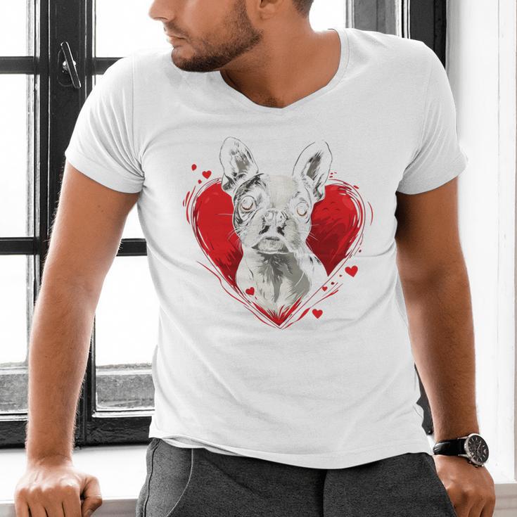 Valentine's Day Boston Terrier Dog Men's V-Neck T-Shirt, gift for family, gift for coworker
