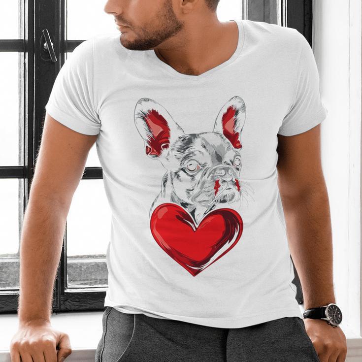Valentine's Day Boston Terrier Dog Vector Men's V-Neck T-Shirt, gift for family, gift for coworker