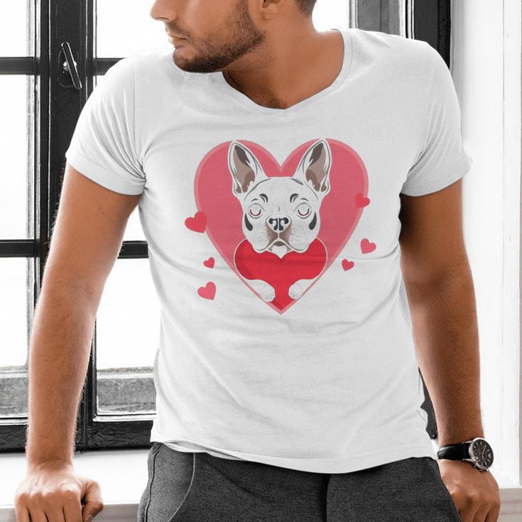Valentine's Day Boston Terrier Heart Men's V-Neck T-Shirt, gift for family, gift for coworker
