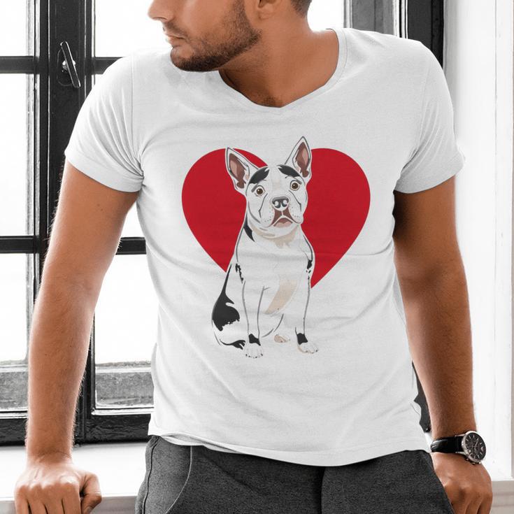 Valentine's Day Boston Terrier Lover Men's V-Neck T-Shirt, gift for family, gift for coworker