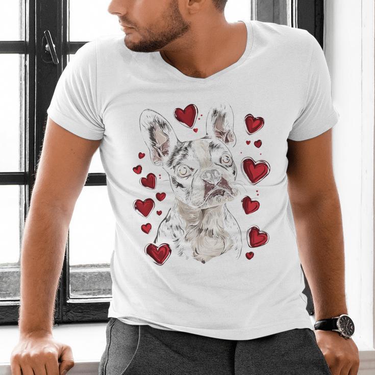Valentine's Day Boston Terrier Men's V-Neck T-Shirt, gift for family, gift for coworker