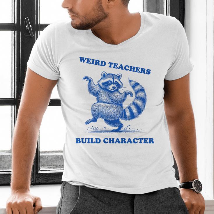 Weird Teachers Build Character Shirt Raccoon Dancing Men's V-Neck T-Shirt, gift for family, gift for coworker Weird Teachers Build Character Shirt Raccoon Dancing Men's V-Neck T-Shirt, gift for family, gift for coworker