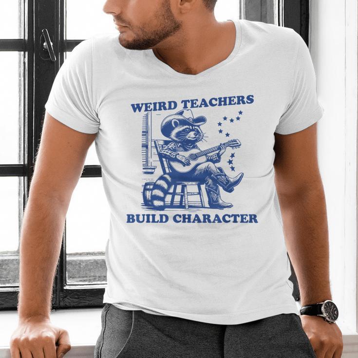 Weird Teachers Build Character Shirt Raccoon Teacher Men's V-Neck T-Shirt, gift for family, gift for coworker Weird Teachers Build Character Shirt Raccoon Teacher Men's V-Neck T-Shirt, gift for family, gift for coworker