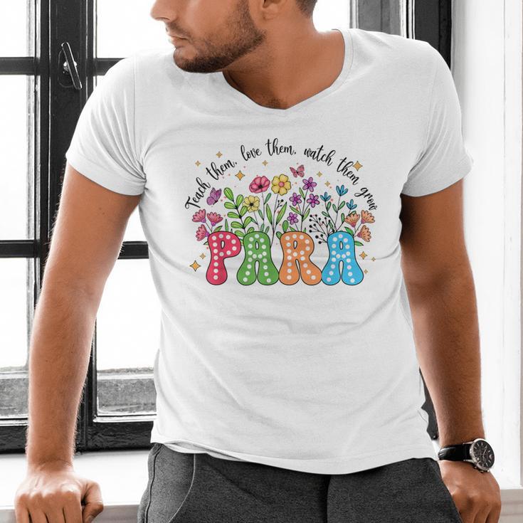 Wildflower Para Floral Paraprofessional Paraeducator Teacher Men's V-Neck T-Shirt, gift for family, gift for coworker Wildflower Para Floral Paraprofessional Paraeducator Teacher Men's V-Neck T-Shirt, gift for family, gift for coworker