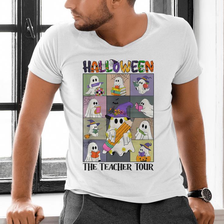 Women Halloween The Teacher Tour Ghosts Pencil Pumpkins Men's V-Neck T-Shirt, gift for family, gift for coworker Women Halloween The Teacher Tour Ghosts Pencil Pumpkins Men's V-Neck T-Shirt, gift for family, gift for coworker