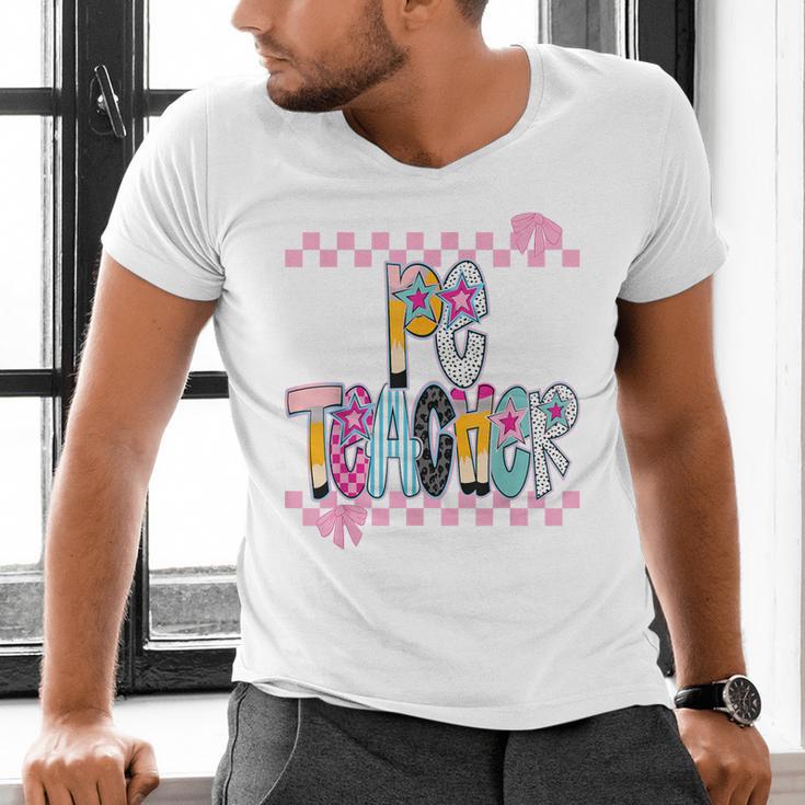 Women PE Teacher Back To School Physical Education Teacher Men's V-Neck T-Shirt, Pe Teacher Shirts, gift for family, gift for coworker Women PE Teacher Back To School Physical Education Teacher Men's V-Neck T-Shirt, Pe Teacher Shirts, gift for family, gift for coworker