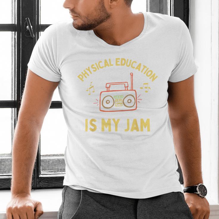 Women's Physical Education Is My Jam PE Teacher Appreciation Men's V-Neck T-Shirt, Pe Teacher Shirts, gift for family, gift for coworker Women's Physical Education Is My Jam PE Teacher Appreciation Men's V-Neck T-Shirt, Pe Teacher Shirts, gift for family, gift for coworker