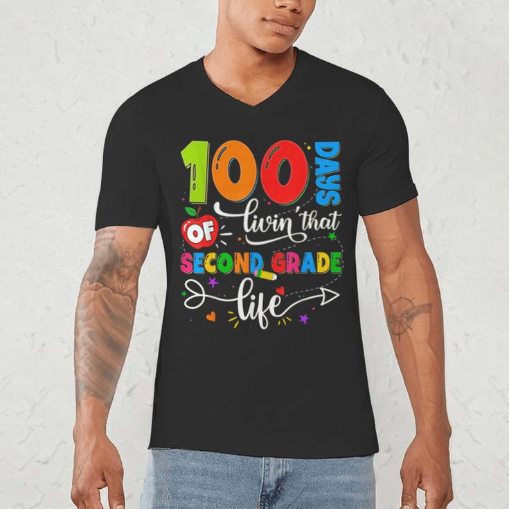 100 Days Of Living That 2nd Grade Life Boy Girl Teacher Men's V-Neck T-Shirt, novelty gifts, funny gifts 100 Days Of Living That 2nd Grade Life Boy Girl Teacher Men's V-Neck T-Shirt, novelty gifts, funny gifts