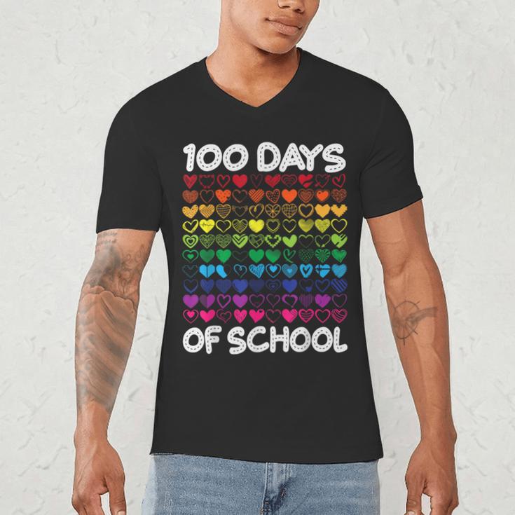 100 Days Of School Heart Love Teacher Or Student 100th Day Men's V-Neck T-Shirt, novelty gifts, funny gifts 100 Days Of School Heart Love Teacher Or Student 100th Day Men's V-Neck T-Shirt, novelty gifts, funny gifts
