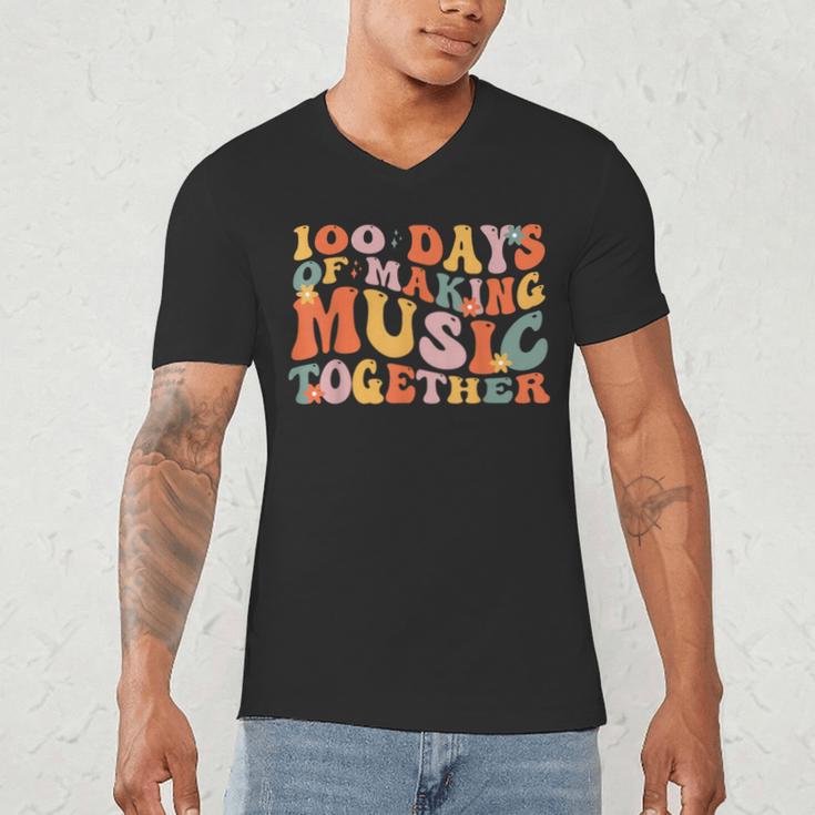 100 Days Of School Music Teacher Men's V-Neck T-Shirt, novelty gifts, funny gifts