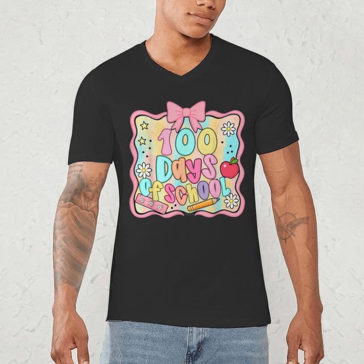 100 Days Of School Preppy 100th Day Of School Teacher Kids Men's V-Neck T-Shirt, novelty gifts, funny gifts 100 Days Of School Preppy 100th Day Of School Teacher Kids Men's V-Neck T-Shirt, novelty gifts, funny gifts