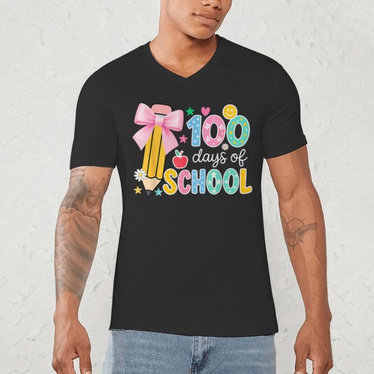 100 Days Of School Preppy 100th Day Of School Teachers Girls Men's V-Neck T-Shirt, novelty gifts, funny gifts 100 Days Of School Preppy 100th Day Of School Teachers Girls Men's V-Neck T-Shirt, novelty gifts, funny gifts