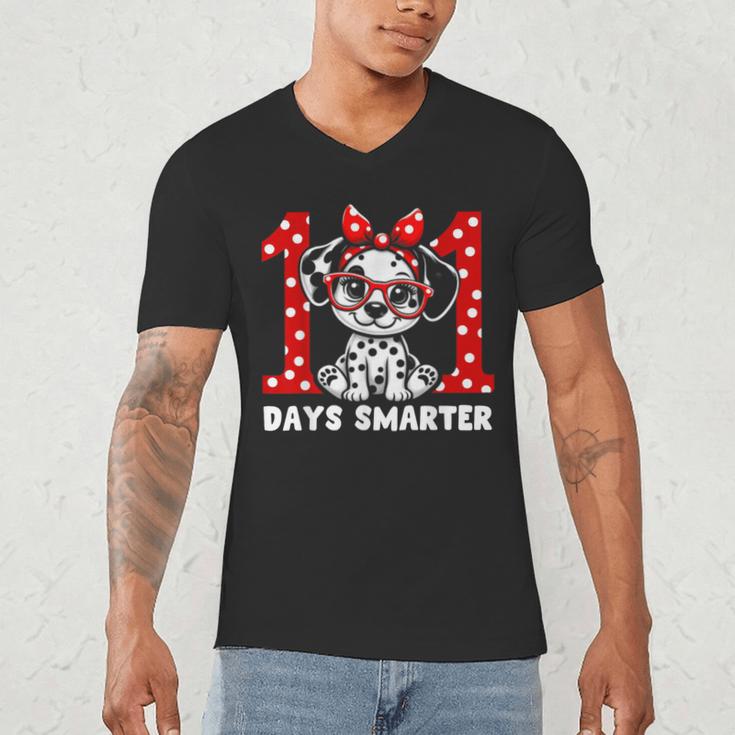 100 Days Smarter 101st Day School Dalmatian Dog Teacher Kids Men's V-Neck T-Shirt, novelty gifts, funny gifts