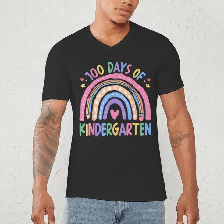 100th Day Of Kindergarten Teacher Kids 100 Days Smarter Men's V-Neck T-Shirt, novelty gifts, funny gifts 100th Day Of Kindergarten Teacher Kids 100 Days Smarter Men's V-Neck T-Shirt, novelty gifts, funny gifts
