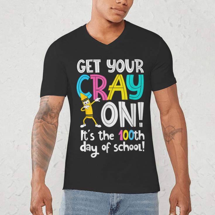 100th Day Of School Get Your Cray On Teacher Men's V-Neck T-Shirt, novelty gifts, funny gifts 100th Day Of School Get Your Cray On Teacher Men's V-Neck T-Shirt, novelty gifts, funny gifts