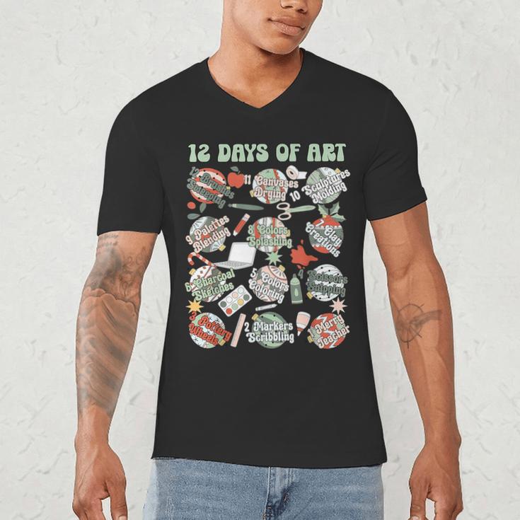 12 Days Of Art Teacher Christmas Artists Painter Educational Men's V-Neck T-Shirt, novelty gifts, funny gifts 12 Days Of Art Teacher Christmas Artists Painter Educational Men's V-Neck T-Shirt, novelty gifts, funny gifts