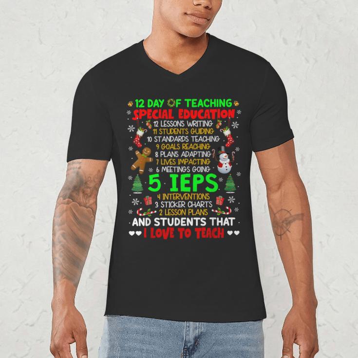 12 Days Of Teaching Special Education IEPS SPED Teacher Xmas Men's V-Neck T-Shirt, novelty gifts, funny gifts