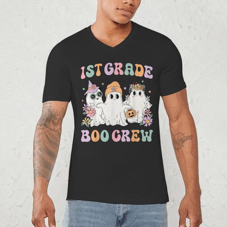 1st Grade Boo Crew Groovy Halloween Floral Ghost Kid Teacher Men's V-Neck T-Shirt, novelty gifts, funny gifts 1st Grade Boo Crew Groovy Halloween Floral Ghost Kid Teacher Men's V-Neck T-Shirt, novelty gifts, funny gifts