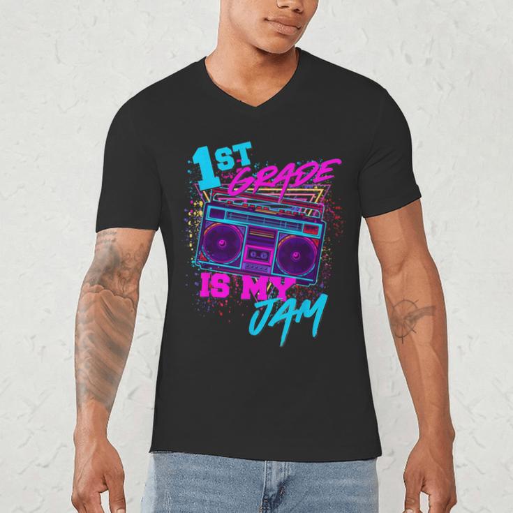 1st Grade Is My Jam Vintage 80s 80's Teacher Student Retro Men's V-Neck T-Shirt, novelty gifts, funny gifts 1st Grade Is My Jam Vintage 80s 80's Teacher Student Retro Men's V-Neck T-Shirt, novelty gifts, funny gifts