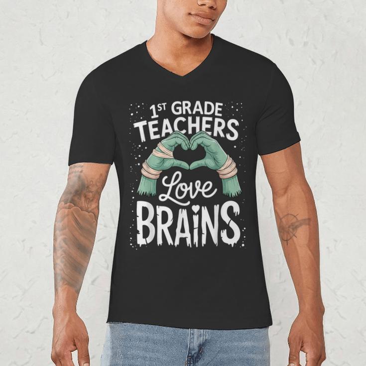 1st Grade Teachers Love Brains Shirt Halloween Teacher Men's V-Neck T-Shirt, novelty gifts, funny gifts 1st Grade Teachers Love Brains Shirt Halloween Teacher Men's V-Neck T-Shirt, novelty gifts, funny gifts