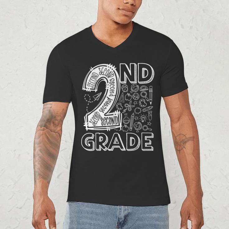 2nd Grade Typography Team 2nd Grade Teacher Back To School Men's V-Neck T-Shirt, novelty gifts, funny gifts
