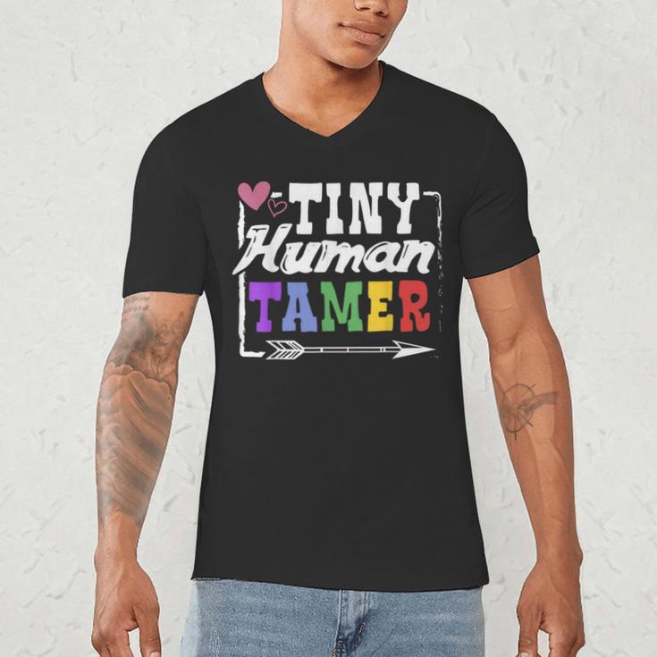 4 Teachers Or Parents Tiny Human Tamer Tee T-Shirt Men's V-Neck T-Shirt, novelty gifts, funny gifts