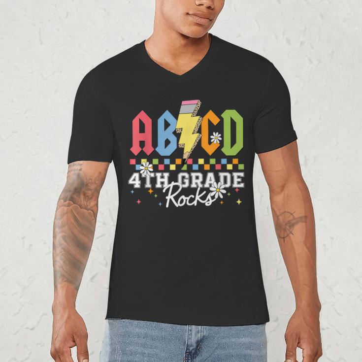 4th Grade Rocks ABCD Back To School Rock Teachers Men's V-Neck T-Shirt, novelty gifts, funny gifts 4th Grade Rocks ABCD Back To School Rock Teachers Men's V-Neck T-Shirt, novelty gifts, funny gifts