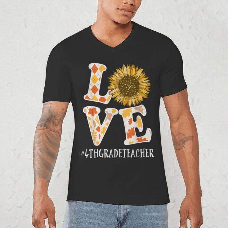 4th Grade Teacher Love Autumn Fall Sunflower Appreciation Men's V-Neck T-Shirt, novelty gifts, funny gifts 4th Grade Teacher Love Autumn Fall Sunflower Appreciation Men's V-Neck T-Shirt, novelty gifts, funny gifts