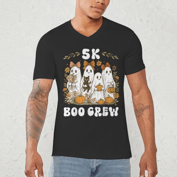 5K Boo Crew Halloween Teacher K5 Floral Ghost Trick Or Teach Men's V-Neck T-Shirt, novelty gifts, funny gifts 5K Boo Crew Halloween Teacher K5 Floral Ghost Trick Or Teach Men's V-Neck T-Shirt, novelty gifts, funny gifts