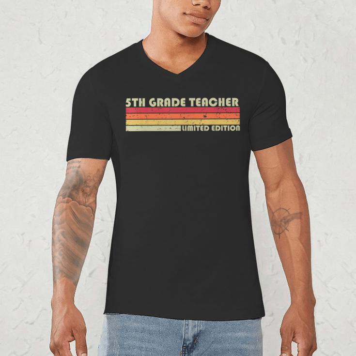 5TH GRADE TEACHER Job Title Profession Birthday Worker Men's V-Neck T-Shirt, novelty gifts, funny gifts