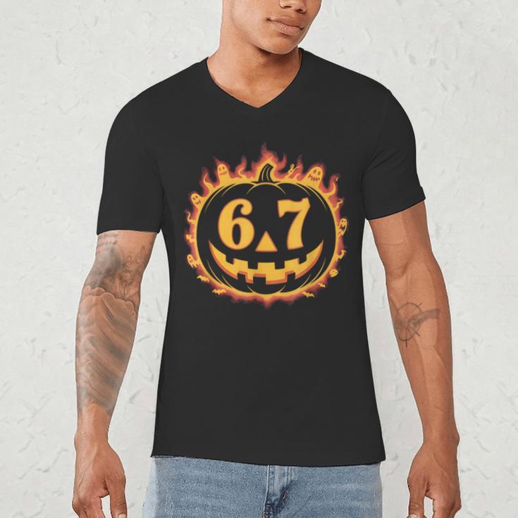 6 7 Meme Halloween Pumpkin Costume For Student Teacher Men's V-Neck T-Shirt, novelty gifts, funny gifts