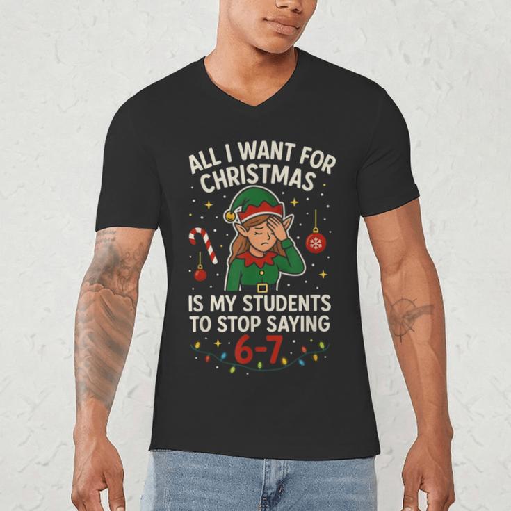 6-7 Students Saying 67 Xmas Six Seven Teacher Christmas Men's V-Neck T-Shirt, novelty gifts, funny gifts