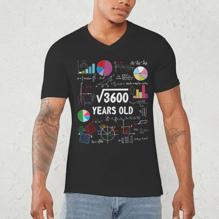 60 Year Old Math Teacher Square Root Of 3600 60th Birthday Men's V-Neck T-Shirt, novelty gifts, funny gifts