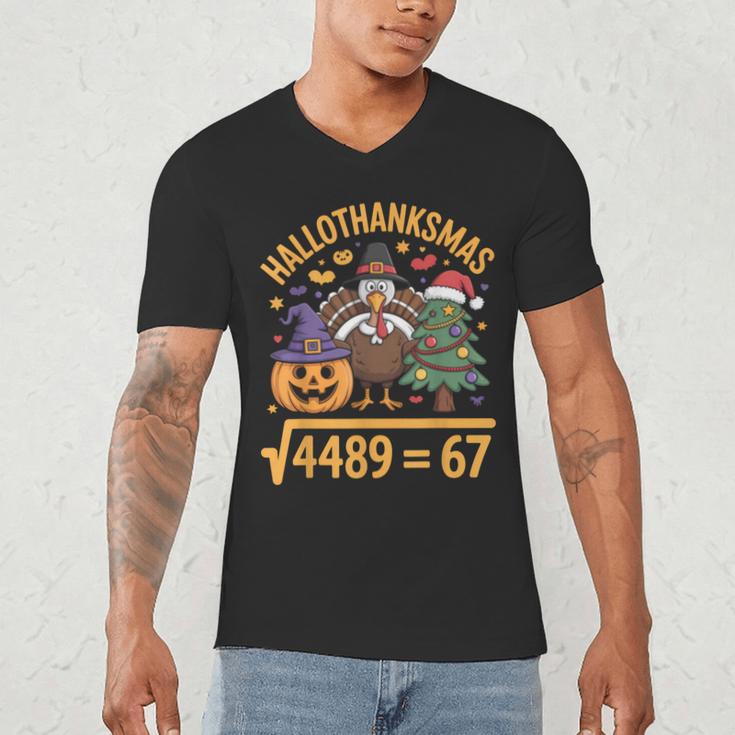 67 Meme Math Teacher Root 4489 Hallothanksmas Six Seven Men's V-Neck T-Shirt, novelty gifts, funny gifts