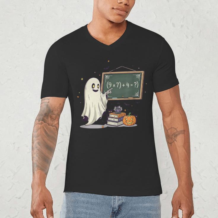 67 Teacher Halloween Ghost Six Seven Meme Math Joke Men's V-Neck T-Shirt, novelty gifts, funny gifts