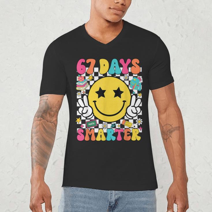 67th Day Of School Shirt 67 Days Smarter Teacher Boy Girls Men's V-Neck T-Shirt, novelty gifts, funny gifts
