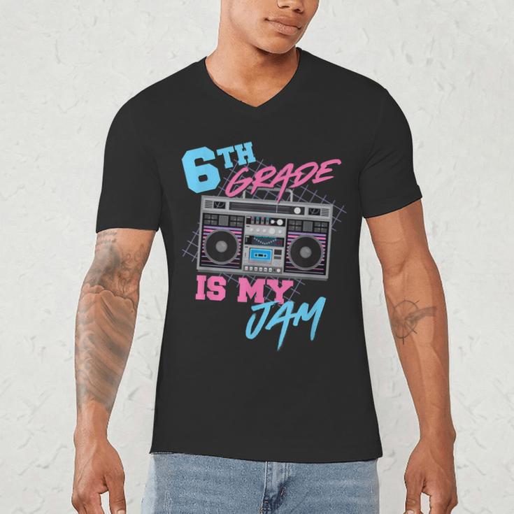 6th Grade Is My Jam Vintage 80s Boombox Teacher Student Men's V-Neck T-Shirt, novelty gifts, funny gifts
