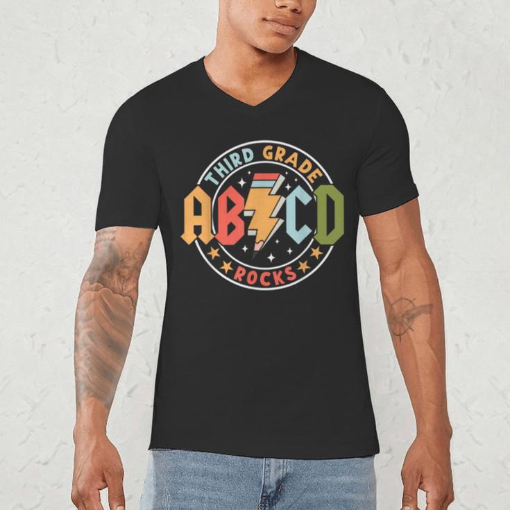 ABCD 3rd Grade Rocks Pencil Lightning Teachers Rock Boys Men's V-Neck T-Shirt, novelty gifts, funny gifts ABCD 3rd Grade Rocks Pencil Lightning Teachers Rock Boys Men's V-Neck T-Shirt, novelty gifts, funny gifts