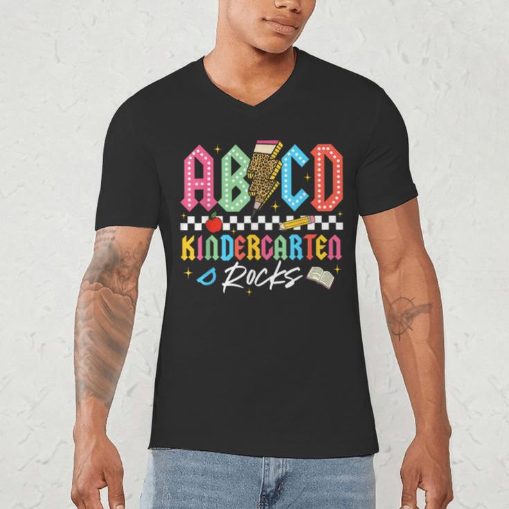 ABCD Kindergarten Rocks Pencil Lightning Teachers Rock Boys Men's V-Neck T-Shirt, novelty gifts, funny gifts