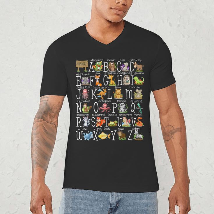 Alphabet Animals Back To School Pre-K Kindergarten Teacher Men's V-Neck T-Shirt, novelty gifts, funny gifts Alphabet Animals Back To School Pre-K Kindergarten Teacher Men's V-Neck T-Shirt, novelty gifts, funny gifts