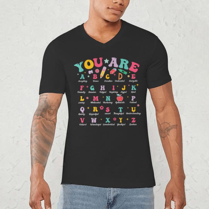 Alphabet Positive Affirmations Back To School Teacher Men's V-Neck T-Shirt, novelty gifts, funny gifts Alphabet Positive Affirmations Back To School Teacher Men's V-Neck T-Shirt, novelty gifts, funny gifts