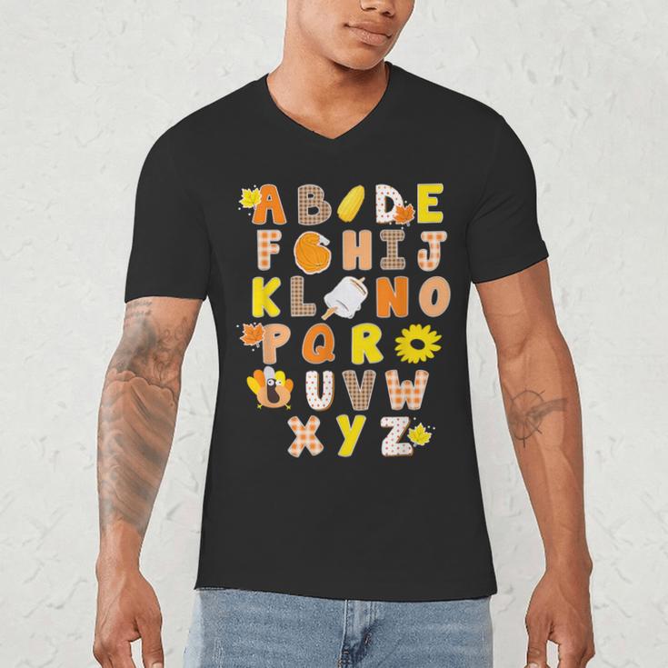 Alphabet Turkey Thanksgiving Costume Preschool Teacher Men Women Men's V-Neck T-Shirt, novelty gifts, funny gifts