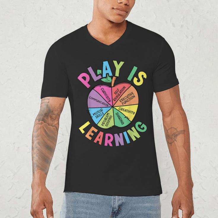Apple Retro Play Is Learning Kindergarten Teacher Daycare Men's V-Neck T-Shirt, novelty gifts, funny gifts Apple Retro Play Is Learning Kindergarten Teacher Daycare Men's V-Neck T-Shirt, novelty gifts, funny gifts