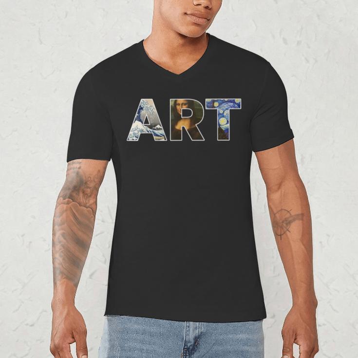 Art Artist Painting Teacher T Shirt Mona Lisa Great Wave For Men Women Men's V-Neck T-Shirt, novelty gifts, funny gifts