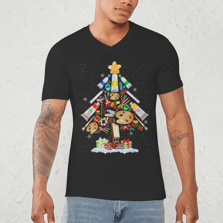 Art Christmas Tree Merry Christmas Artist Art Teacher Men's V-Neck T-Shirt, novelty gifts, funny gifts Art Christmas Tree Merry Christmas Artist Art Teacher Men's V-Neck T-Shirt, novelty gifts, funny gifts