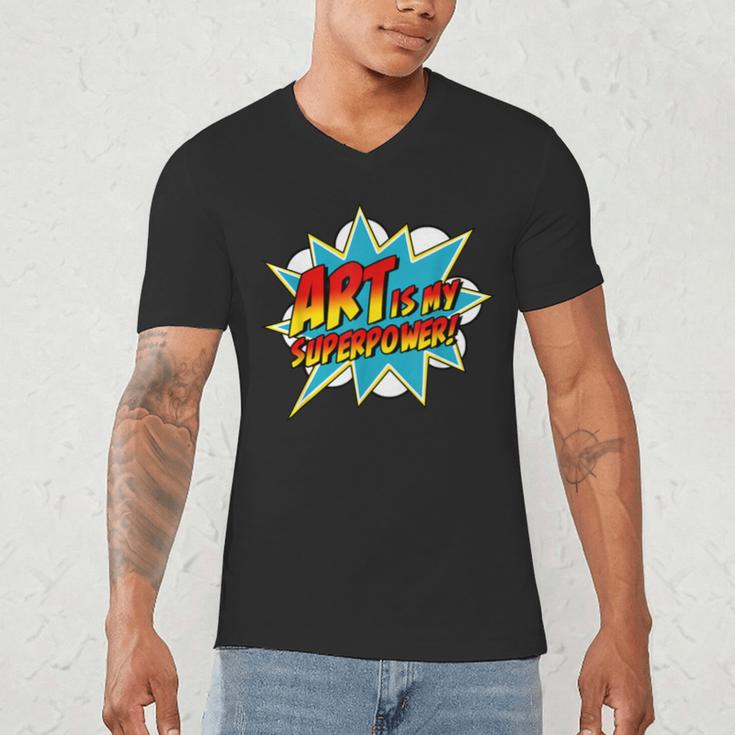 Art Is My Superpower Comic Artist Art Teacher Superhero Men's V-Neck T-Shirt, novelty gifts, funny gifts Art Is My Superpower Comic Artist Art Teacher Superhero Men's V-Neck T-Shirt, novelty gifts, funny gifts