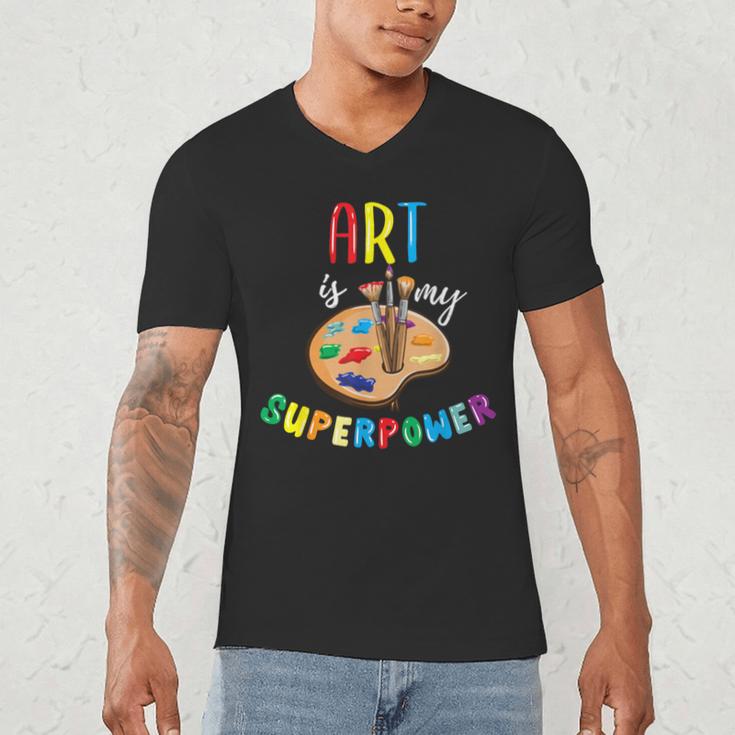 Art Is My Superpower Art Teacher Men's V-Neck T-Shirt, novelty gifts, funny gifts