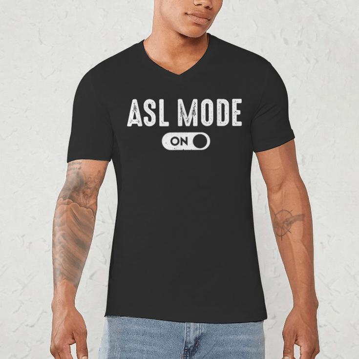 ASL Mode Sign Language Deaf ASL Teacher Men's V-Neck T-Shirt, novelty gifts, funny gifts ASL Mode Sign Language Deaf ASL Teacher Men's V-Neck T-Shirt, novelty gifts, funny gifts