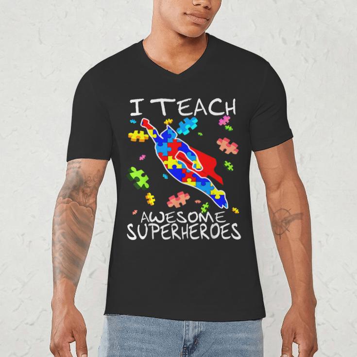 Autism Awareness Teacher I Teach Awesome Superheroes Men's V-Neck T-Shirt, novelty gifts, funny gifts Autism Awareness Teacher I Teach Awesome Superheroes Men's V-Neck T-Shirt, novelty gifts, funny gifts